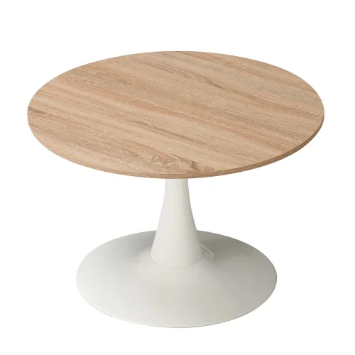 MESA DE CENTRO SAN ANTONI Ø70 CM PATA BLANCA TAPA NATURAL