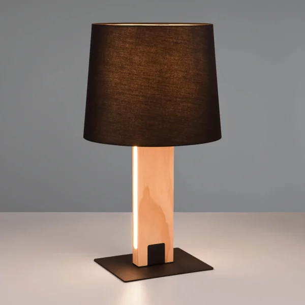 LAMPE DE TABLE E27 BASE EN BOIS AVEC LED 6W ROXANA