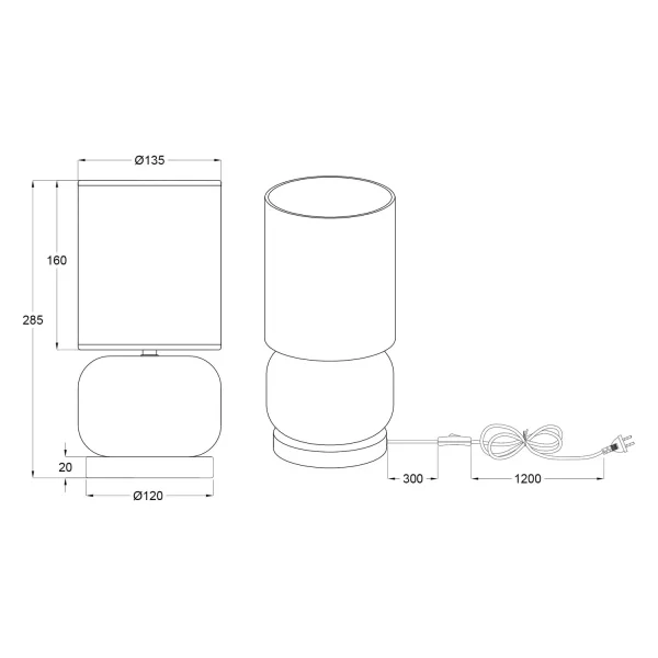 LAMPE DE TABLE BASE EN VERRE FUMÉ E27 ELISEO