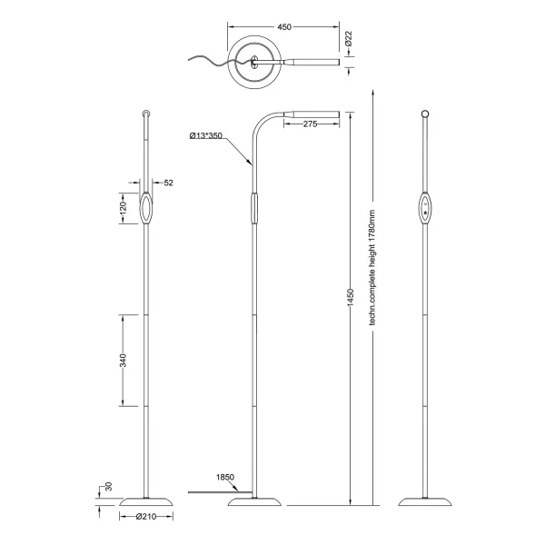LAMPADAIRE LED TACTILE 5W RÉGLABLE BLANC TANNER