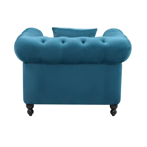 FAUTEUIL EN VELOURS BLEU PÉTROLE EDNA