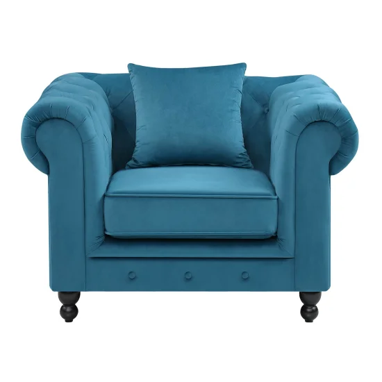 FAUTEUIL EN VELOURS BLEU PÉTROLE EDNA 2