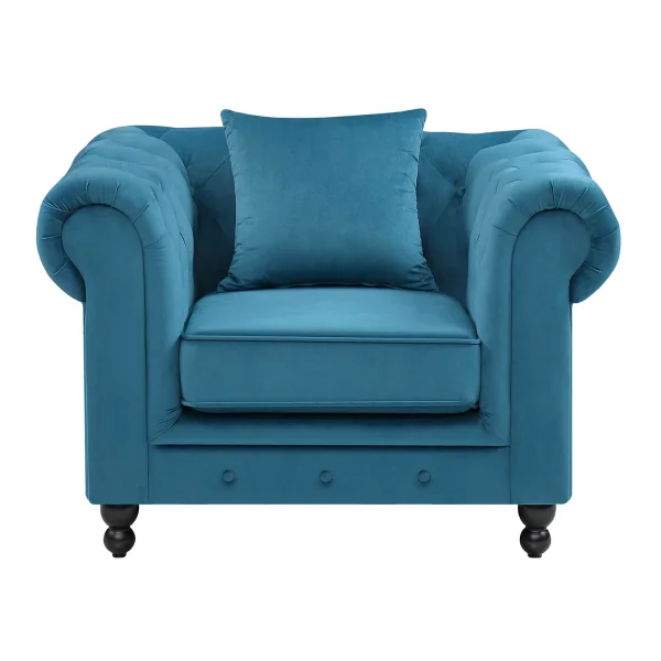 FAUTEUIL EN VELOURS BLEU PÉTROLE EDNA