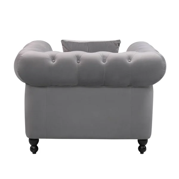 FAUTEUIL VELOURS GRIS EDNA