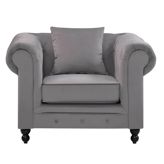 FAUTEUIL VELOURS GRIS EDNA 2