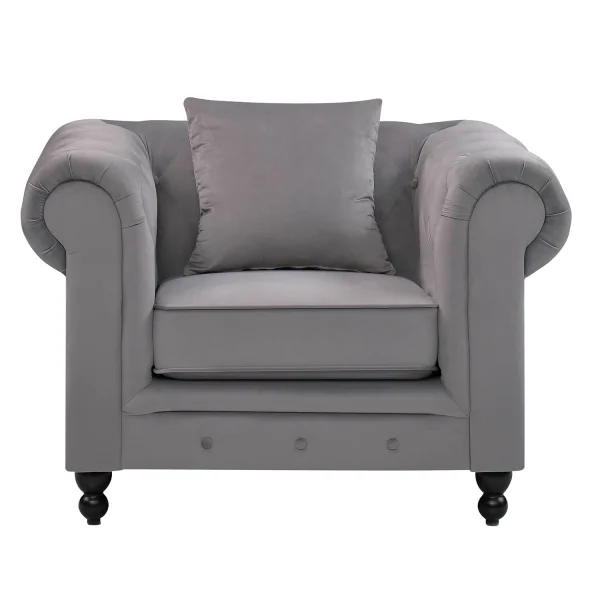 FAUTEUIL VELOURS GRIS EDNA