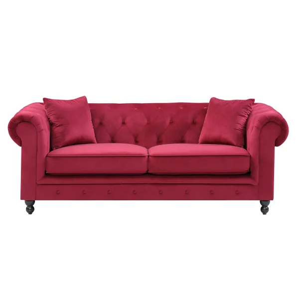 CANAPÉ VELOURS GRANAT EDNA