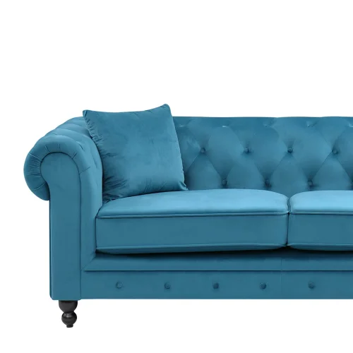 CANAPÉ VELOURS BLEU EDNA