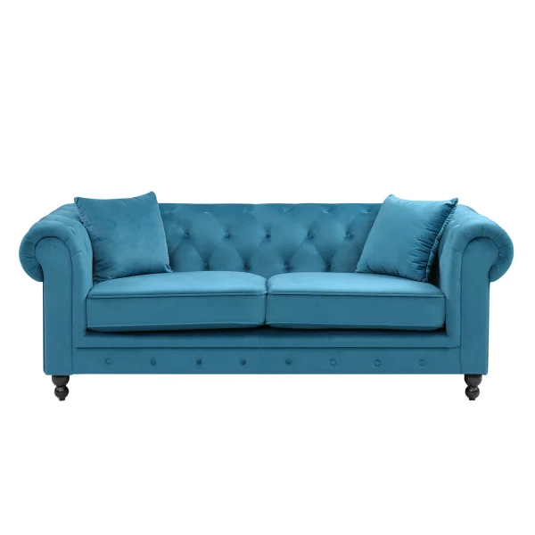 CANAPÉ VELOURS BLEU EDNA