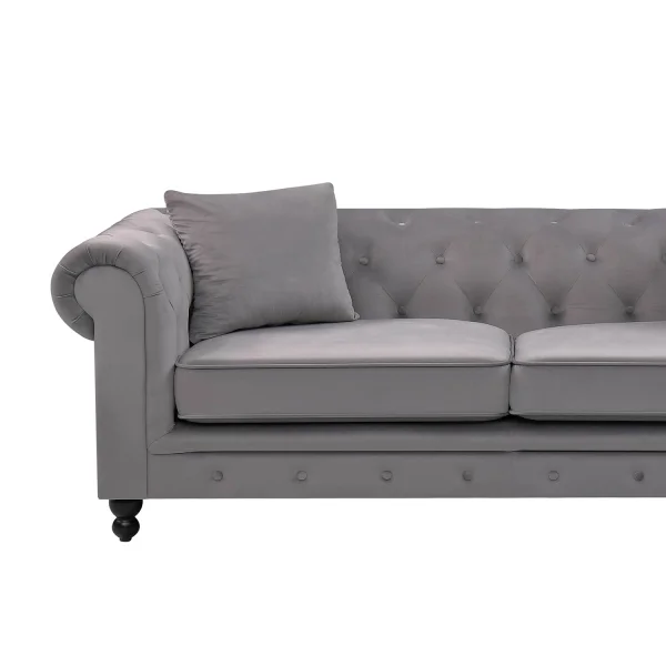 CANAPÉ VELOURS GRIS EDNA CANAPÉ VELOURS GRIS EDNA