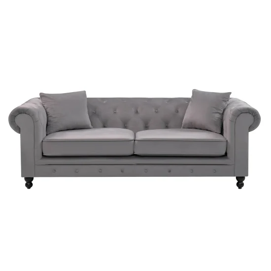 CANAPÉ VELOURS GRIS EDNA 2