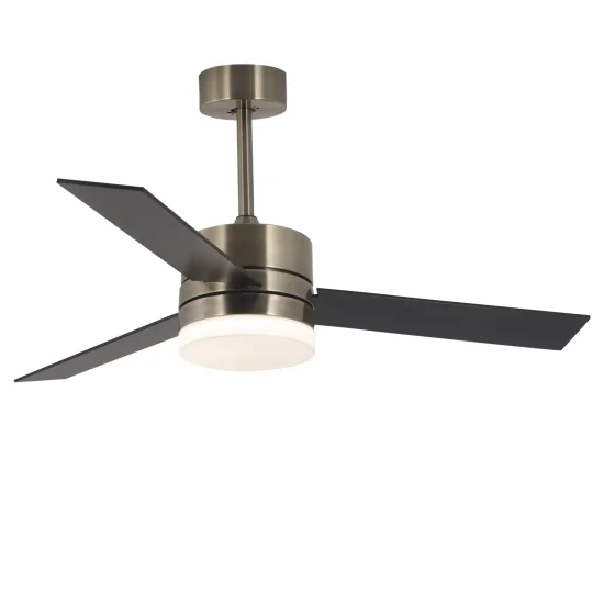 Ventilateur de plafond avec éclairage LED 17 W à intensité variable, finition cuir, modèle New Lorenzo | Lúzete