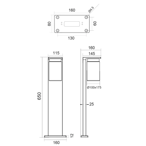 BALISE EXTÉRIEUR AVEC DÉTECTEUR DE LUMIÈRE E27 IP44 65CM ARABELA