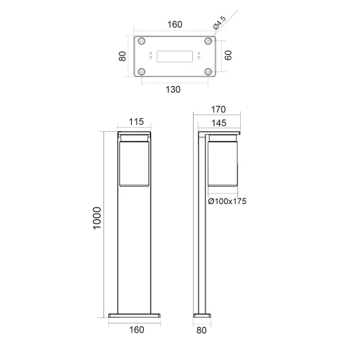 BALISE EXTÉRIEURE AVEC CAPTEUR DE LUMIÈRE E27 IP44 100CM ARABELA