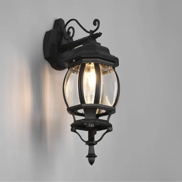 APPLIQUE EXTÉRIEUR DESCENDANT E27 IP44 NOIR ELOWEN