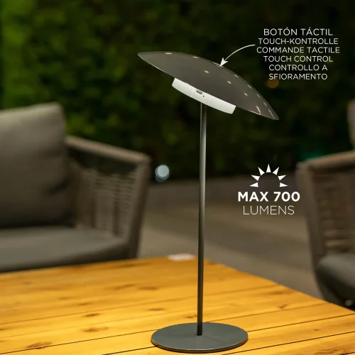 LAMPE DE TABLE EXTÉRIEURE IP44 À BATTERIE ANTHRACITE SARDINIA 40 LAMPE DE TABLE EXTÉRIEURE IP44 À BATTERIE ANTHRACITE SARDINIA 40
