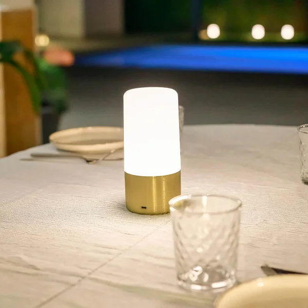 LAMPE DE TABLE RECHARGEABLE OR IP44 RVB MAIA