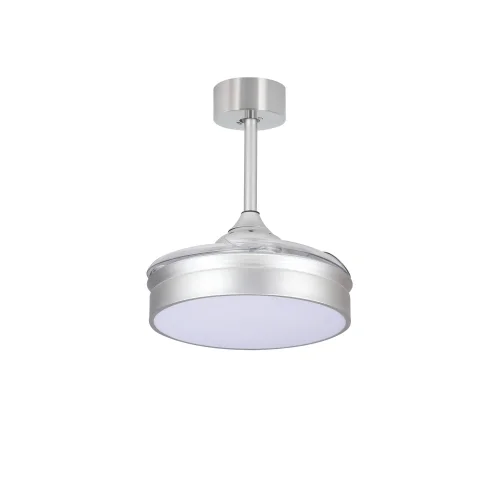 VENTILATEUR DE PLAFOND LED 24W RÉGLABLE ARGENT 4 PALES PLIABLES MOTEUR DC PALMA