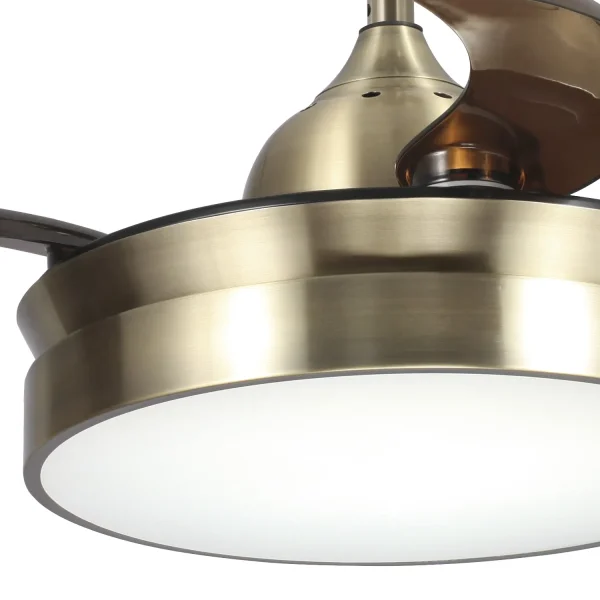 VENTILATEUR DE PLAFOND LED 24W RÉGLABLE CUIR 4 PALES PLIABLES MOTEUR DC PALMA