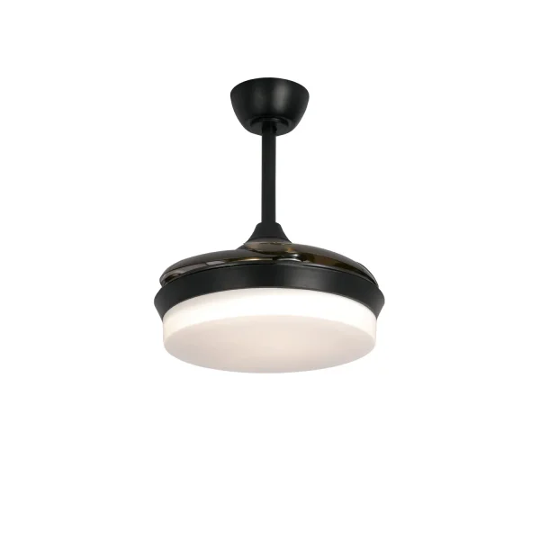 VENTILATEUR DE PLAFOND LED 24W RÉGLABLE NOIR 4 PALES PLIABLES GERALDTON