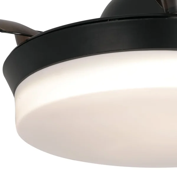 VENTILATEUR DE PLAFOND LED 24W RÉGLABLE NOIR 4 PALES PLIABLES GERALDTON