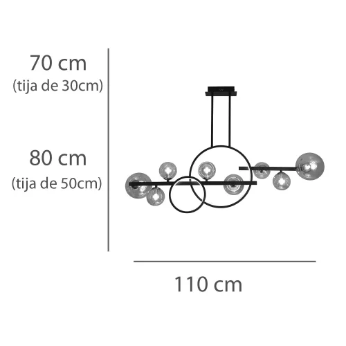 LUSTRE À 8 LUMIÈRES EN FER NOIR NICOLETTA