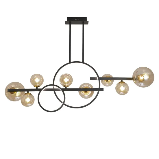 LUSTRE À 8 LUMIÈRES EN FER NOIR NICOLETTA