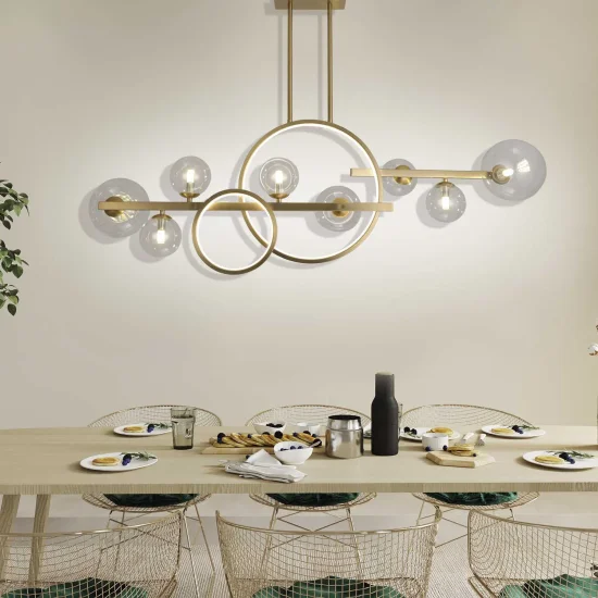 LUSTRE DE PLAFOND 8 LUMIÈRES FER OR NICOLETTA