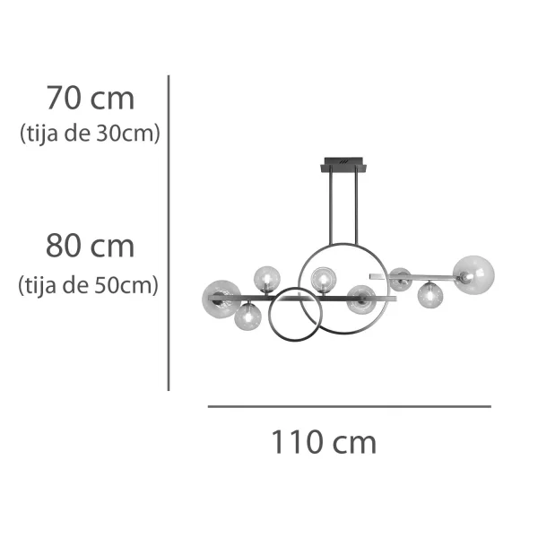 LUSTRE DE PLAFOND 8 LUMIÈRES FER OR NICOLETTA