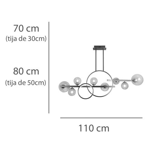 LUSTRE DE PLAFOND 8 LUMIÈRES FER OR NICOLETTA
