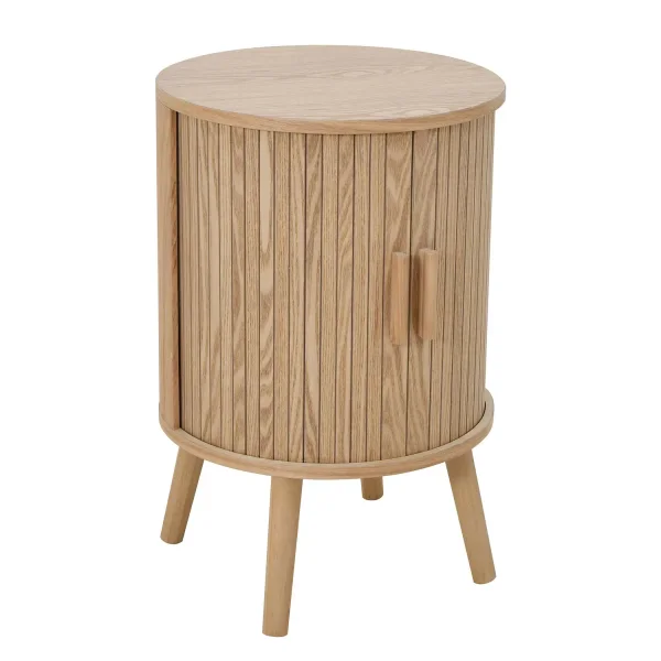 TABLE DE CHEVET RONDE RAYURES NATUREL ROYCE