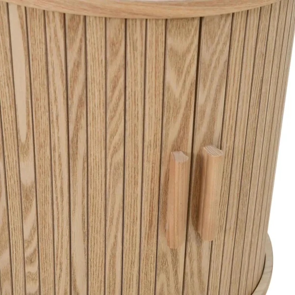 TABLE DE CHEVET RONDE RAYURES NATUREL ROYCE