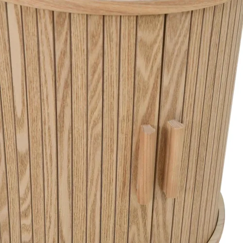 TABLE DE CHEVET RONDE RAYURES NATUREL ROYCE