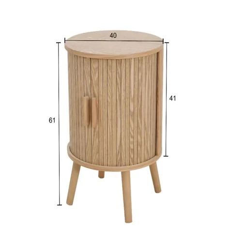 TABLE DE CHEVET RONDE RAYURES NATUREL ROYCE