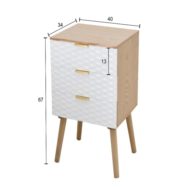 TABLE DE CHEVET 3 TIROIRS ASGER