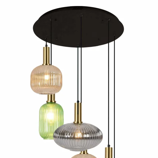 BASE RONDE 6 LUMIÈRES ACIER PEINT NOIR Ø 65CM 2