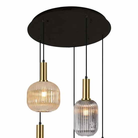 BASE RONDE 5 LUMIÈRES ACIER PEINT NOIR Ø 70CM 2