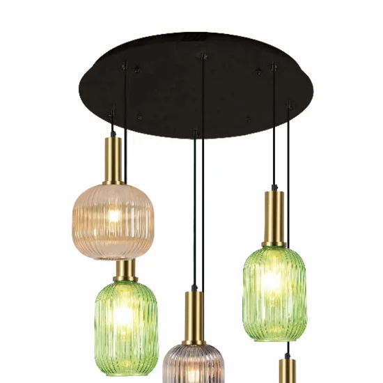 BASE RONDE 6 LUMIÈRES ACIER PEINT NOIR Ø 70CM 2