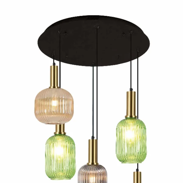 BASE RONDE 6 LUMIÈRES ACIER PEINT NOIR Ø 70CM