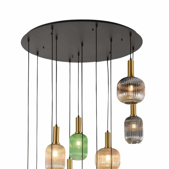 BASE RONDE 12 LUMIÈRES ACIER PEINT NOIR Ø 90CM 2