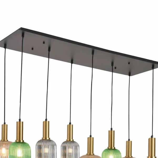 BASE RECTANGULAIRE 8 LUMIÈRES 90 CM ACIER NOIR