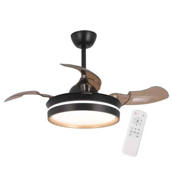 VENTILATEUR DE PLAFOND AVEC LUMIÈRE LED 24W RÉGLABLE MOTEUR DC NOIR CASCADE