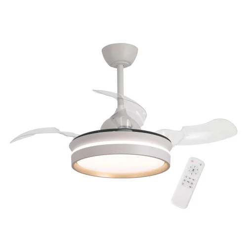 VENTILATEUR DE PLAFOND AVEC LUMIÈRE LED 24W RÉGLABLE MOTEUR DC BLANC CASCADE