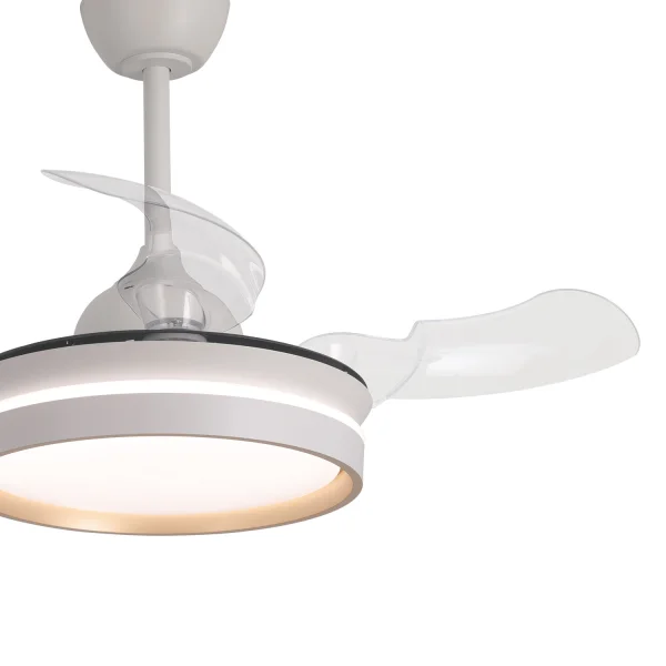 VENTILATEUR DE PLAFOND AVEC LUMIÈRE LED 24W RÉGLABLE MOTEUR DC BLANC CASCADE