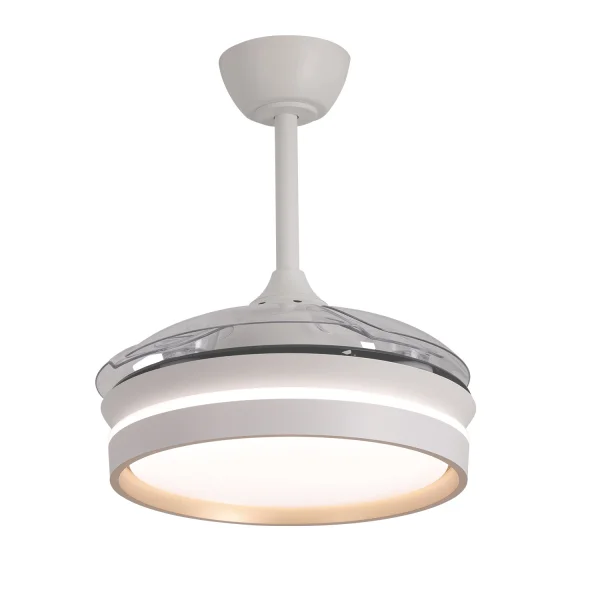 VENTILATEUR DE PLAFOND AVEC LUMIÈRE LED 24W RÉGLABLE MOTEUR DC BLANC CASCADE