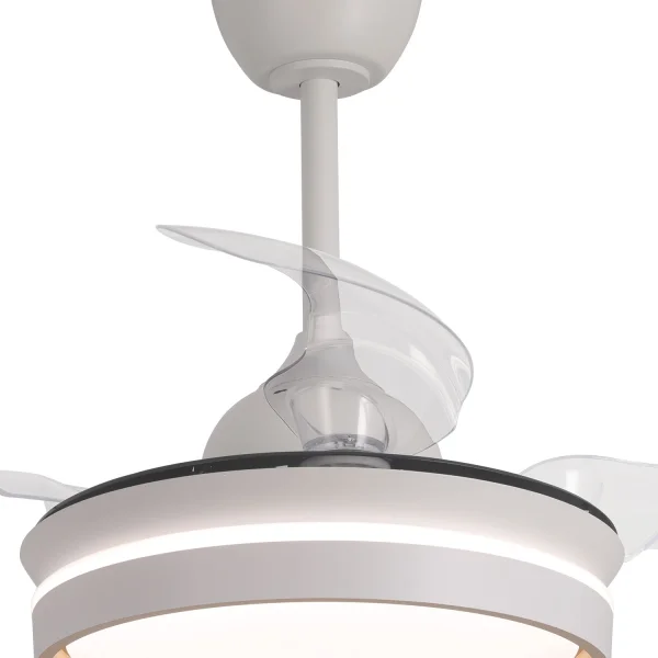 VENTILATEUR DE PLAFOND AVEC LUMIÈRE LED 24W RÉGLABLE MOTEUR DC BLANC CASCADE
