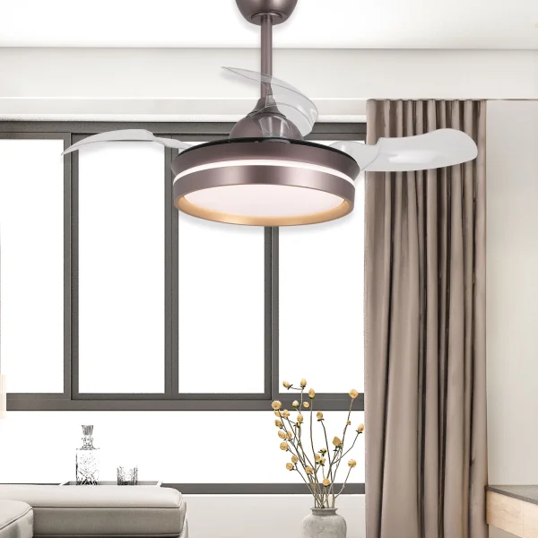 VENTILATEUR DE PLAFOND AVEC LUMIÈRE LED 24W RÉGLABLE MOTEUR DC ROUGE INDIGO CASCADE