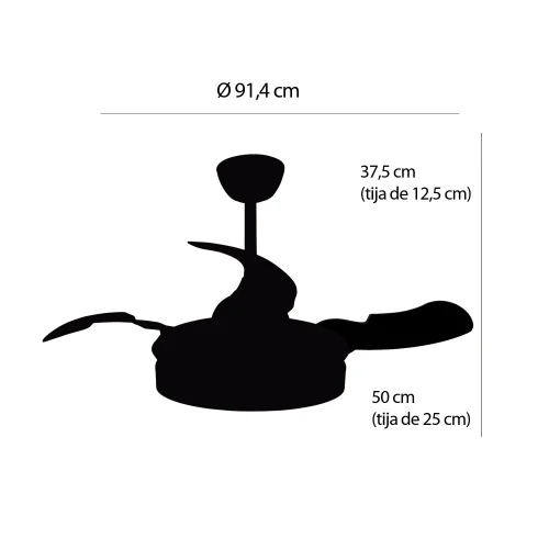 VENTILATEUR DE PLAFOND AVEC LUMIÈRE LED 24W RÉGLABLE MOTEUR DC ROUGE INDIGO CASCADE