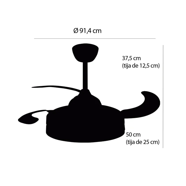 VENTILATEUR DE PLAFOND LED 38W RÉGLABLE AVEC 4 PALES PLIABLES SKYLER