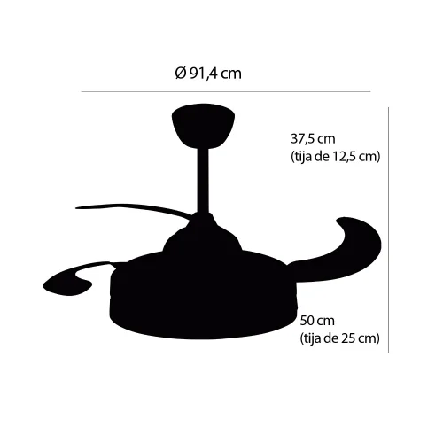 VENTILATEUR DE PLAFOND LED 38W RÉGLABLE AVEC 4 PALES PLIABLES SKYLER